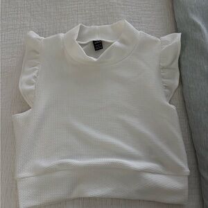 White Textured Sleeveless Top